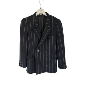 Made in Italy KRIZIA Double-Breasted Blazer Lined Wide Stripes Size 42/6